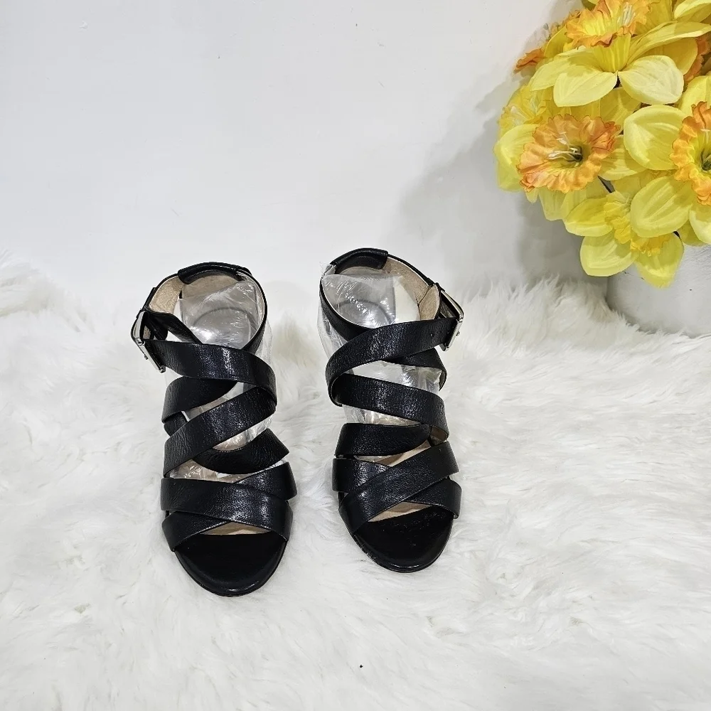 Michael Kors heels black leather size 8M Strappy sandals - Picture 6 of 13